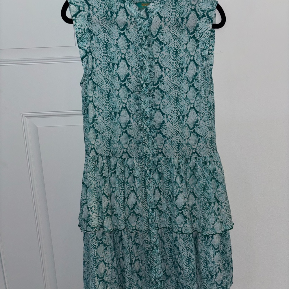 Feather & Find Sleeveless Green Snake Print Dress